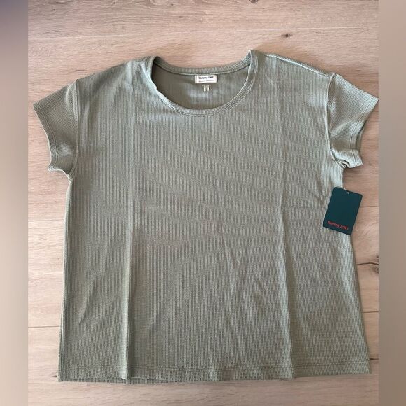 Tommy John Zen Waffle Lounge Tee Lily Pad green short sleeve crew‎ Small NWT - Picture 4 of 5
